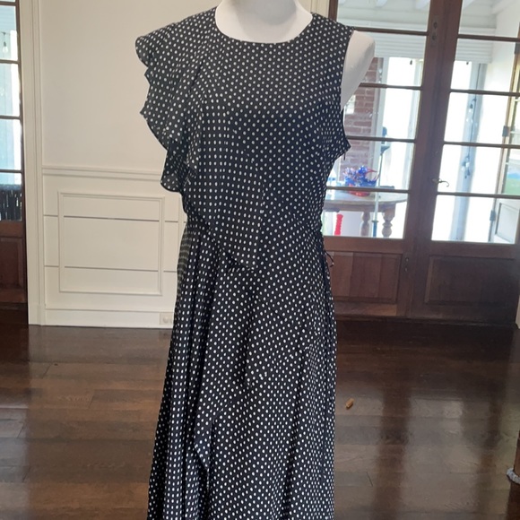 NWT BCBG Black Mini Floral Ruffle Dress Sz Small - Picture 3 of 11